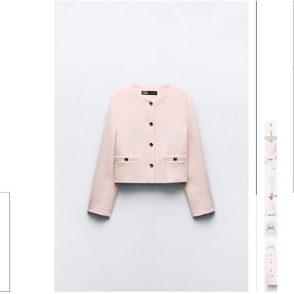 ZARA TEXTURED ROUND COLLAR BLAZER Size S NEW WITH TAG! - Picture 7 of 14